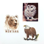 Montana wildlife stickers by store founder, Jane Shull Beasley!
